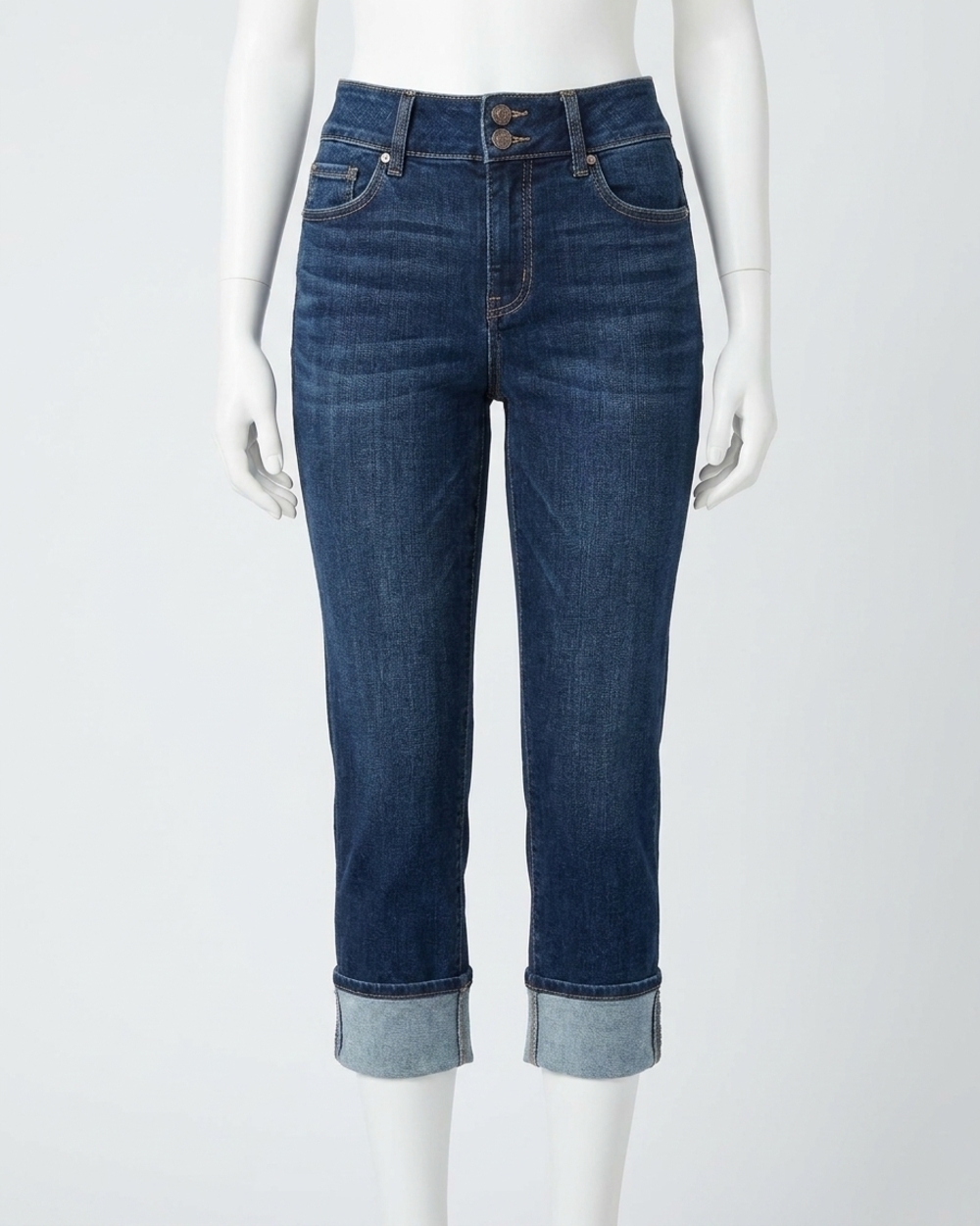 NEW JUDY BLUE violet high waist double button capri in blue - Picture 1 of 3